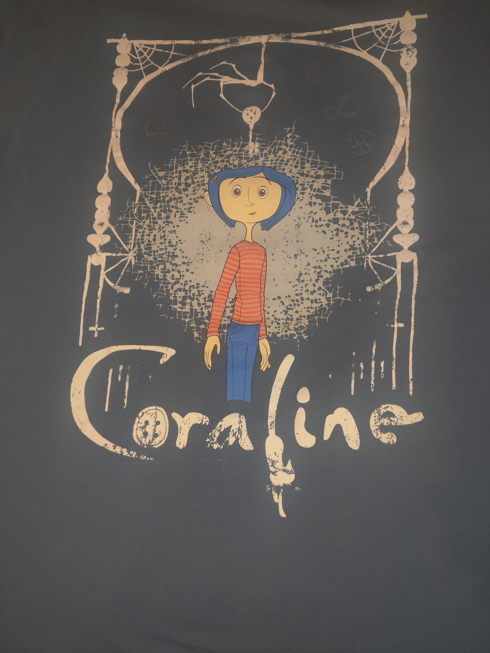 Coraline Graphic Short Sleeve Tee - Navy with Multicolor Print